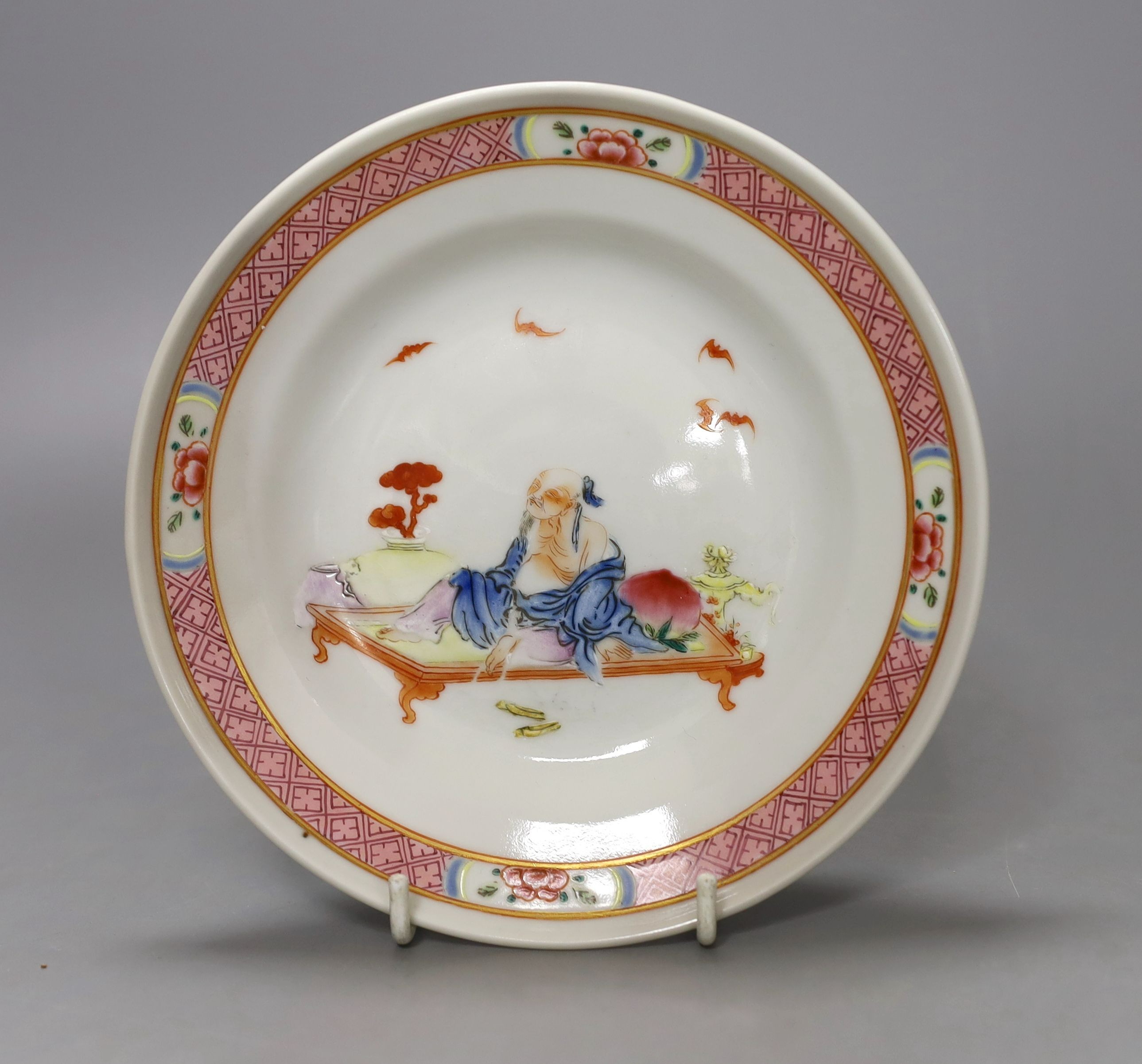 A Chinese famille rose 'Li Bai' saucer dish, early 20th century - 16cm diameter